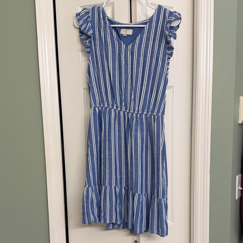 Blue and White Striped Dress